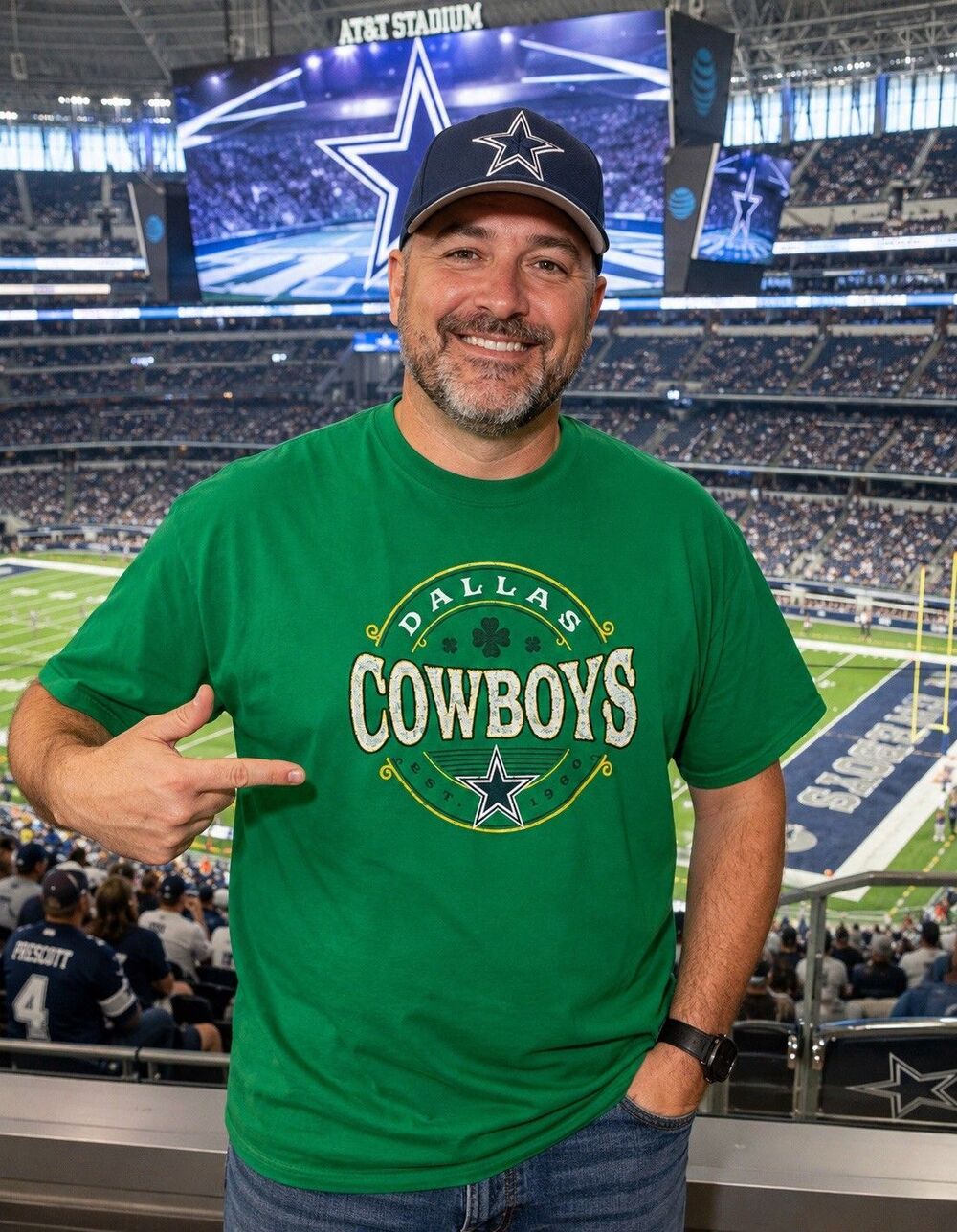 Dallas Cowboys St Patrick’s Day Green T Shirt 3XLT Big Tall NFL Tee Shamrock